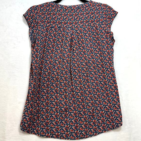 Fun2Fun Berry Print‎ V-Neck Short Sleeve Shirt Small Top Blouse Red & Blue Cute - Picture 4 of 7